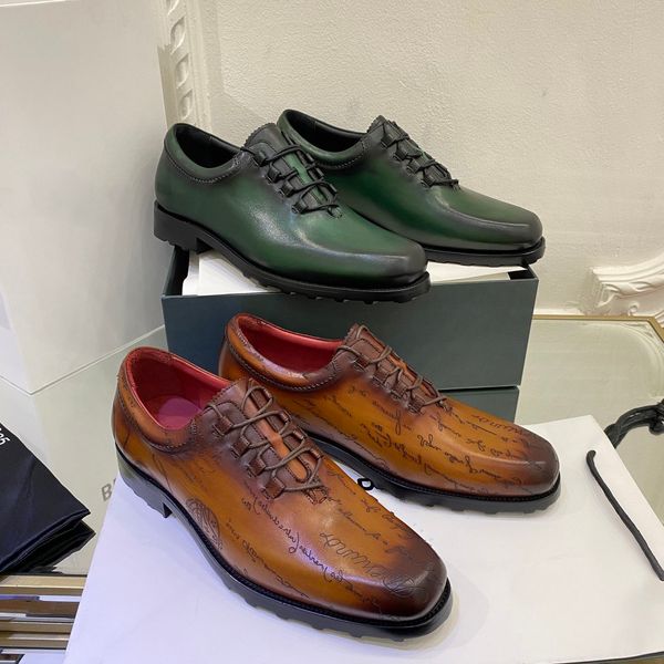 Modische Luxus-Designermarke Herren-Oxford-Schuhe, handgefertigt, geklebtes Kalbsleder, Schnürung, niedriger Schnitt, geschnitzt, 5–10, Bankett, Party