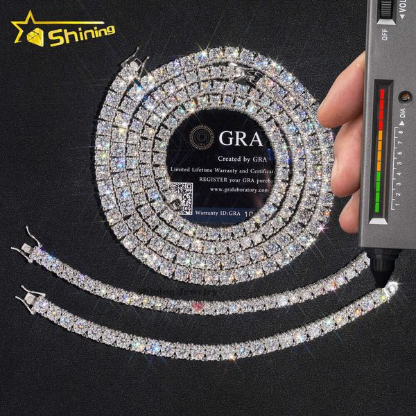 Günstigster Preis Luxus Hip Hop Schmuck Herren 5mm 6,5mm 14k vergoldet Vvs Moissanit Diamant Tennis Kette Halskette