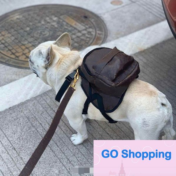 All-match bolsa de couro marca de moda mochila bonito pequena mochila pequenos e médios cães cães puro cobre sacos para animais de estimação