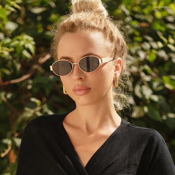 Sonnenbrille Vintage Kleine Ovale Herrenlegierungsbein-Sonnenbrille Mode Runde Sonnenbrille Shades UV400 Schutzbrille Brillen