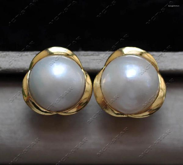 Brincos pendurados Z12929 Enorme Real 20mm Branco Mar do Sul Mabe Pérola Lua Crescente 925 Brinco de Prata