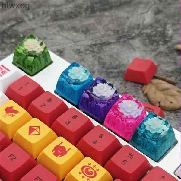 Teclados Handmade Flor Keycaps Personalizado SA Perfil Resina Keycaps para Cherry MX Switch Gamer Teclado Mecânico Substituir Keycaps YQ240123