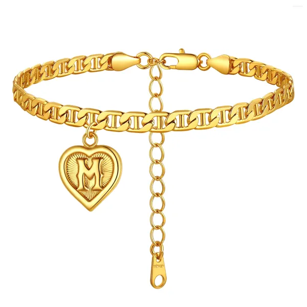 Link Pulseiras ChainsPro Mulheres Tornozeleira 26 Carta Charme Tornozelo Pulseira Banhado A Ouro 18K Tamanho 22 5 CM Ajustável CP729