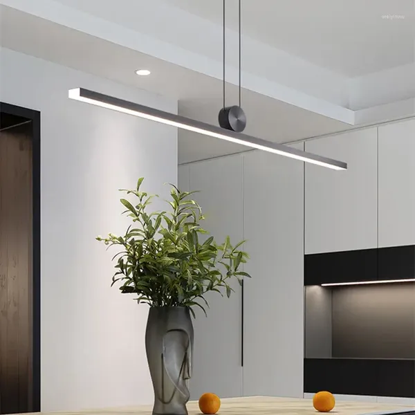 Lustres modernos minimalistas LED candelabro de teto regulável para sala de jantar mesas de comida cozinha bar decoração de casa pendurado luz fixt