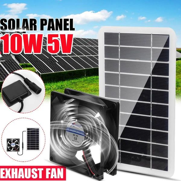 FANS 10W Güneş Egzoz Fanı 8cm 5V Mini Ventilatör Güneş Paneli Powered Fan Hava Extractor Köpek Tavuk Evi RV sera