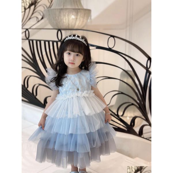 Em estoque vestidos da menina de flor personalizado crianças meninas vestido de princesa moda infantil verão pétala casamento cothes entrega gota festa dhalr