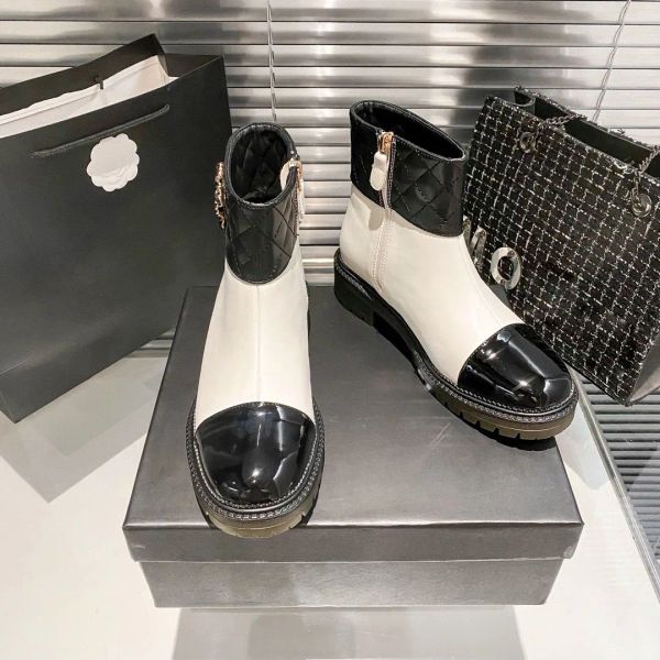 Chanellies Highquality Chandal Channel Designer Boots Rain Snow Snow Flat Flat Woot Show Dress Short Short Black Boot Booties Cucola Outdoors Sneak Sneak