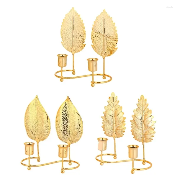 Castiçais elegantes, castiçal de folha, suporte de metal, ornamentos de mesa, suprimentos para festa de casamento, candelabros de ferro forjado