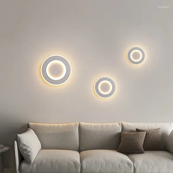 Lâmpada de parede simples lâmpadas led oco geométrico redondo quadrado interior arandelas quarto cabeceira sofá fundo luminária moderna