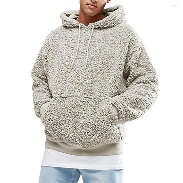 Männer Pullover Winter Fleece Pullover Plus Größe 3XL Flauschige Hoodies Sherpa Mit Kapuze Fuzzy Warm Pullover Unisex 2024 Herbst Streetwear