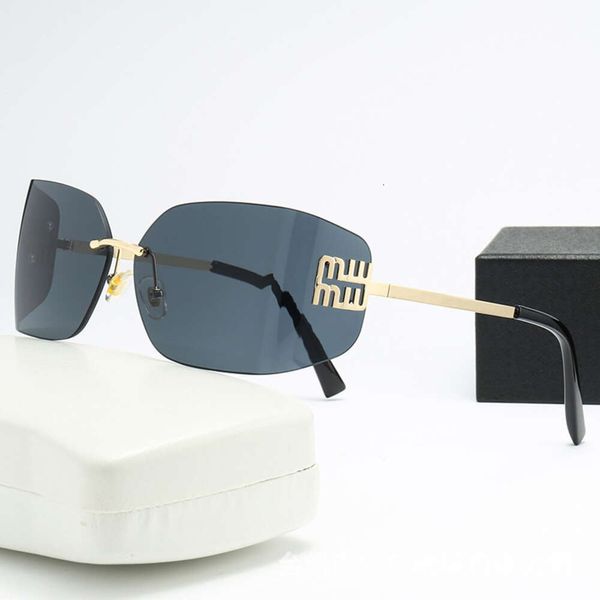 2024 novas lentes curvas com bordas aparadas sem moldura, alta qualidade, estilo leve e luxuoso, óculos de sol femininos, óculos de sol da moda