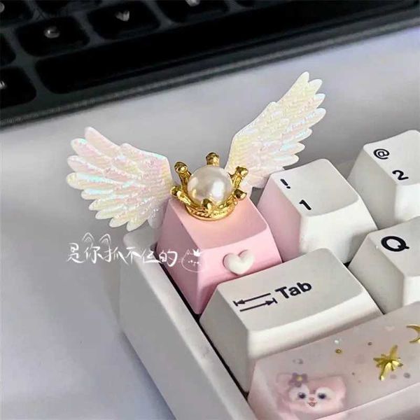 Klavyeler Angel Wings DIY Key Makap Oyun Mekanik Klavye ESC Anahtar Test Merkezi El Yapımı Anahtar Kapaklar OEM 1U 1X Özel MX Switch Hediye YQ240123