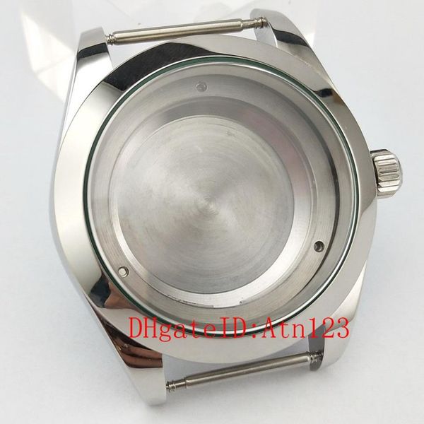 40 mm silbernes Edelstahl-Armbanduhrgehäuse, passend für ETA2836 Miyota 8205 8215 821A Mingzhu DG2813 3804 Uhrwerk P707306P