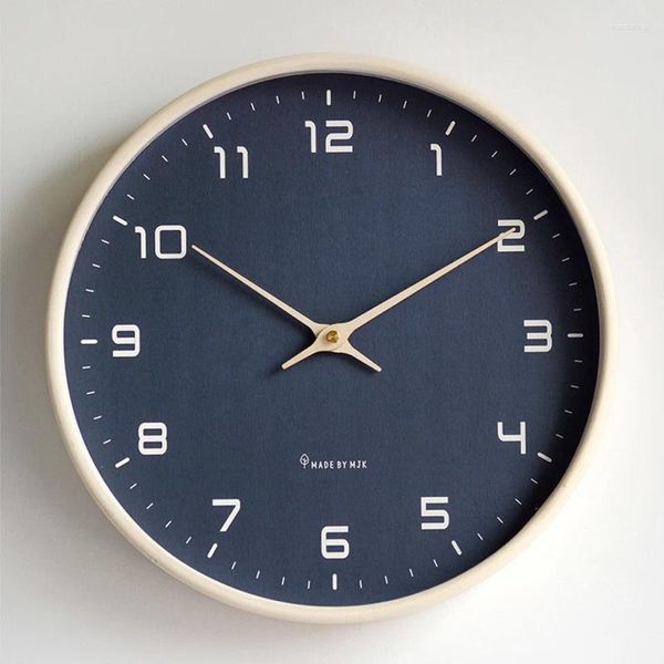Relógios de parede estilo nórdico relógio digital simples ponteiro circular de madeira silencioso moderno sala de estar quarto diy decoração de casa