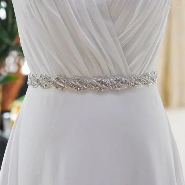 Cinture JLZXSY Abito da sposa con nastro di raso impreziosito con perline di cristallo con strass vintage fatto a mano