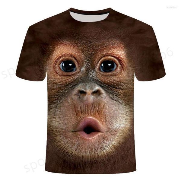 Camiseta 3d masculina, camiseta 2024 com estampa 3d de macaco animal, manga curta, design engraçado, top casual