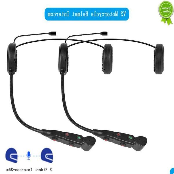 Andere Autoelektronik Auto Motorrad Bluetooth Helm Intercom Headset Drahtlose wasserdichte Hände - Anruf Stereo Musik Kopfhörer Walkie D Dhiag