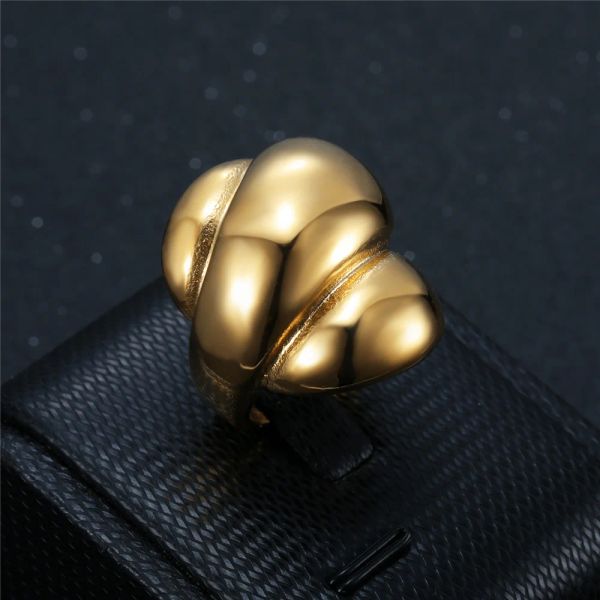 2024 Goldene 14k Gelbgold minimalistische glänzende breite Ringe große geometrische Fingerringe für Frauen Mädchen Geschenke Party Schmuck