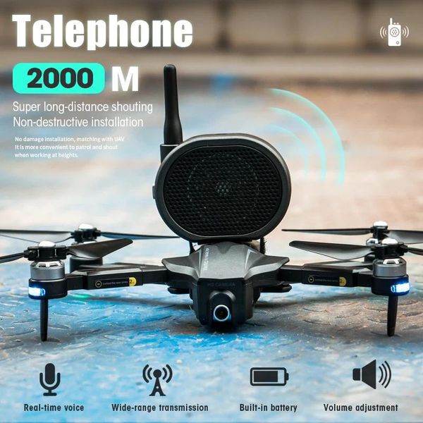 Harnais Drone haut-parleur mégaphone haut-parleur 2000m Distance de contrôle pour Hubsan Ace Pro/fimi X8se/dji Mini 2/mini 3/fpv Drone accessoires