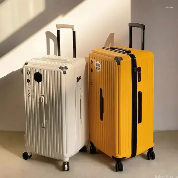 Valizler Sessiz Evrensel Tekerlek Bagajı 20 22 24 26 28 inç Tatil Kombinasyon Kilidi ile Büyük Kapasite UNISEX Moda Yurtdışı Bavul
