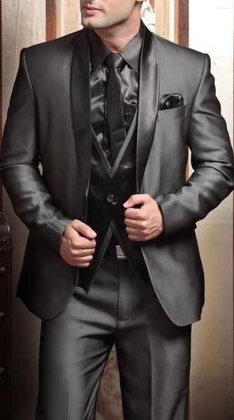 Ternos masculinos 2024 sob medida terno masculino preto negócios casamento 3 peças (jaqueta calça colete gravata) traje de novio para boda