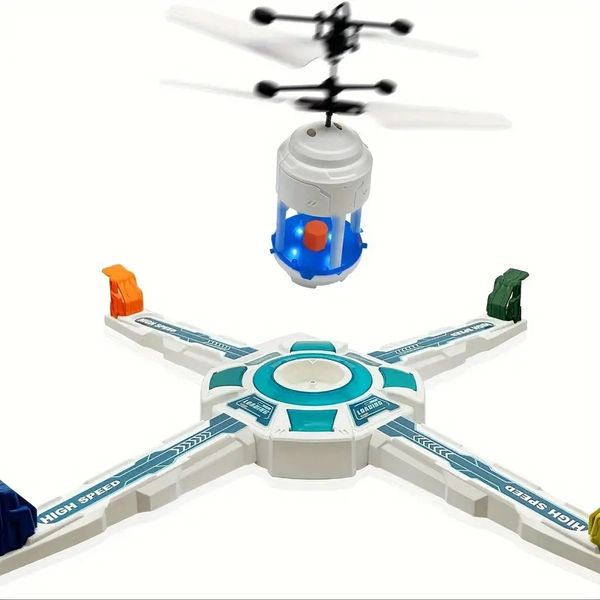 Toys Magic Flying Drone Spielzeug mit Lichtern, Mini-UFO-Spielzeug, geeignet für Multiplayer-Wettbewerbe im Innen- und Außenbereich, Weihnachten, Geburtstag, Katapult-Drohne