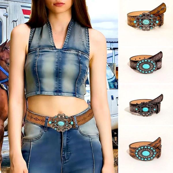 Cinture Cintura vintage Boho etnica per donna Cintura in vita con perline turchesi Jeans Abito cintura con ciondolo gioielli per il corpo regalo
