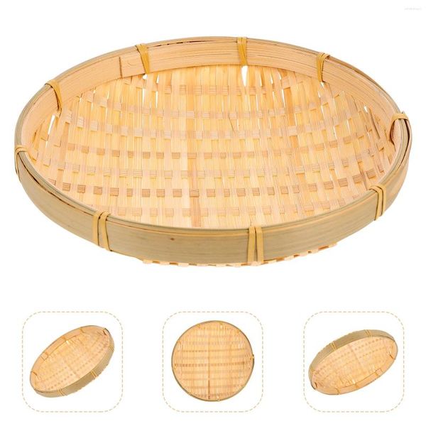 Conjuntos de louça de bambu Dustpan Sundries Organizador Recipiente de armazenamento Cozinha Handmade Basket Decor