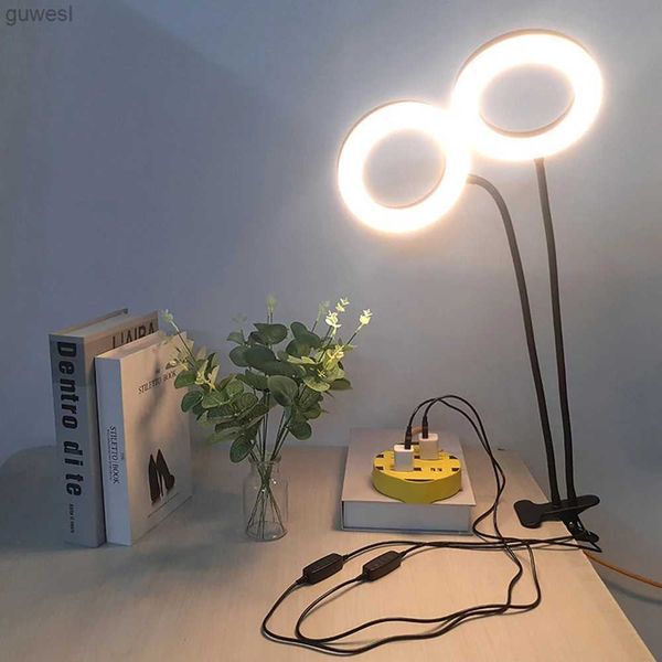 Lâmpadas de mesa DC5V LED USB Lâmpada 12W LED Selfie Ring Lamp Dimmable Flexível Ultrabright Beauty Brightening lâmpadas 3000K 6500K LED Desk lamp YQ240123