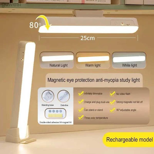 Lampade da scrivania Lampada da tavolo portatile Aspirazione magnetica Lampada USB ricaricabile per scrivania Telecomando Luce a led Scrittura Torcia da lettura per interni YQ240123