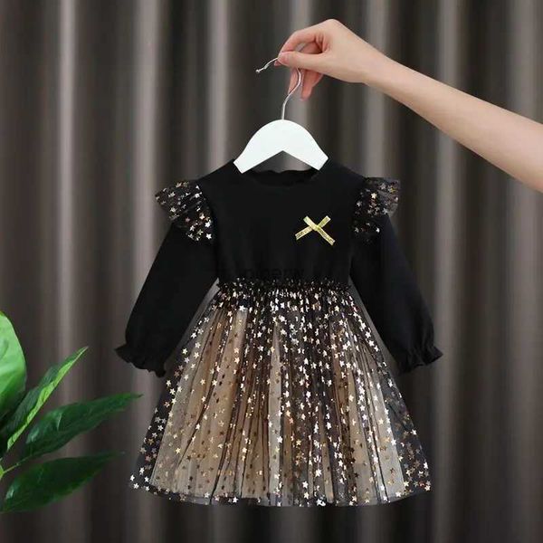 Mädchenkleider 1 bis 7 Jahre 2023 Neues Babykleid Frühling und Sommer Neues koreanisches Mädchen Baumwolle Tutu Rock Star Net Gaze Prinzessin Kleid