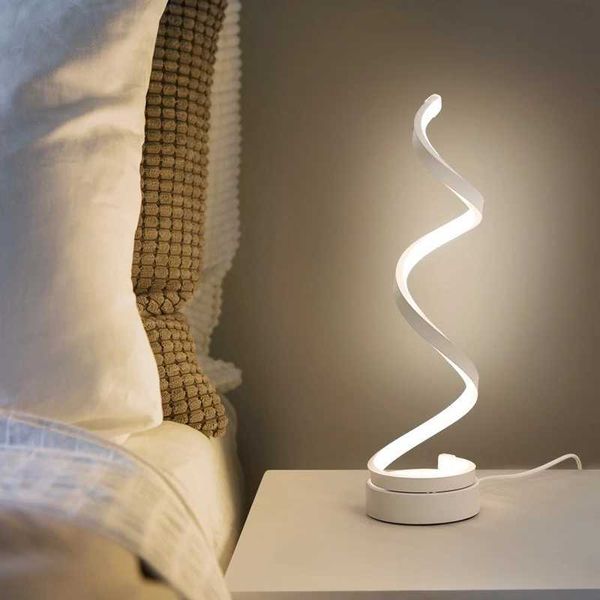 Luzes noturnas Spiral Led Desk Lamp Bedroom Lamp Small Night Lamp for Home Learning Decoration Lâmpada da mesa UE/EUA/Au/UK Plug S245302
