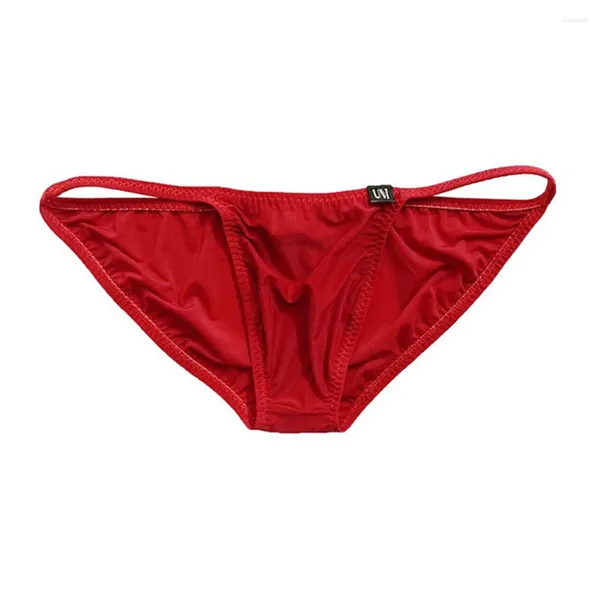 Unterhosen Männer Transluzente Tanga Slip Rot Farbe Bequeme Weiche Niedrige Taille Sexy Pouch Unterwäsche Atmungsaktive Schweiß Höschen