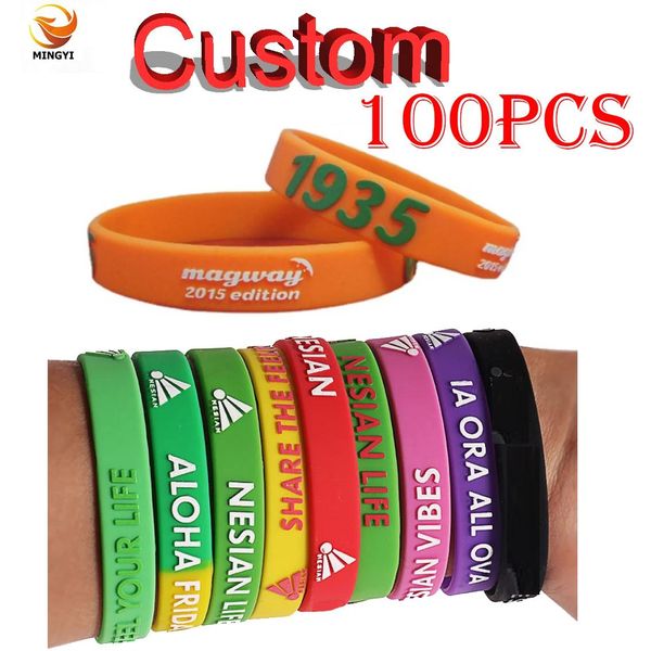 Pulseiras 100 pcs técnica em relevo personalizado pulseira de silicone pulseira personalizada faixa de mão diy braçadeira para equipe esportes festa de aniversário
