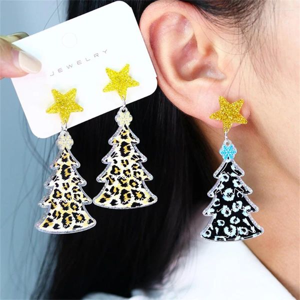 Baumelnde Ohrringe NCEE Weihnachten Acryl personalisierte vielseitige fünfzackige Sterne Leopardenmuster Geweih Schneeflocke Schmuck Geschenke