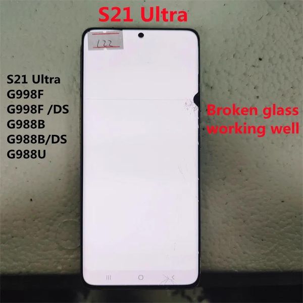 Cablaggi originali per Samsung Galaxy S21 Ultra Lcd S21 Ultra 5g G998f G998f/ds Schermo LCD Touch Digitizer Vetro rotto Funzionante Ben usato
