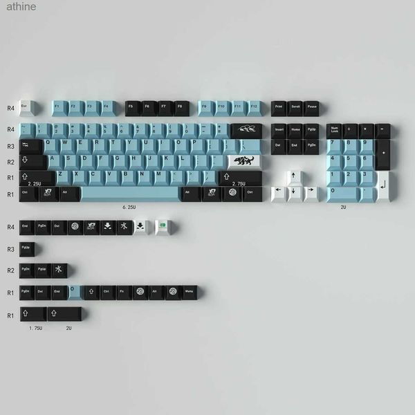 Tastiere Tastiere GMK MIZU Water Large Set Cherry Profile PBT Keycap DYE-SUB Copritasti con personalità personalizzata inglese per tastiera meccanica Gaming 61 YQ240123