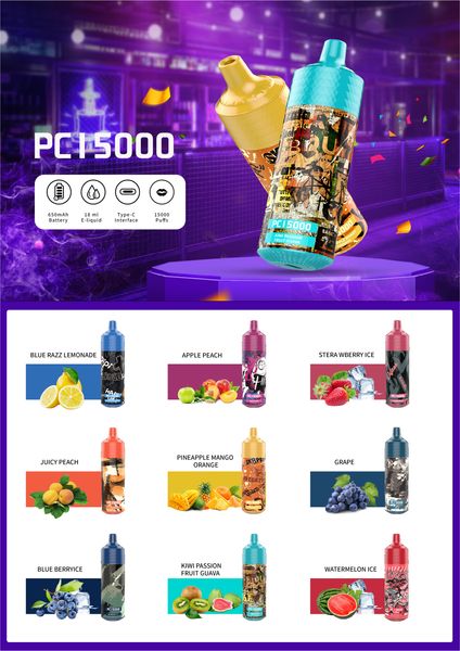 Puffs 15000 Puff 15K Vapes descartáveis ​​vape 18ml recarregável recarregado Cigs eletrônicos Armazém da UE Sem vazamento Sem custo extral Original Hi-fun PC