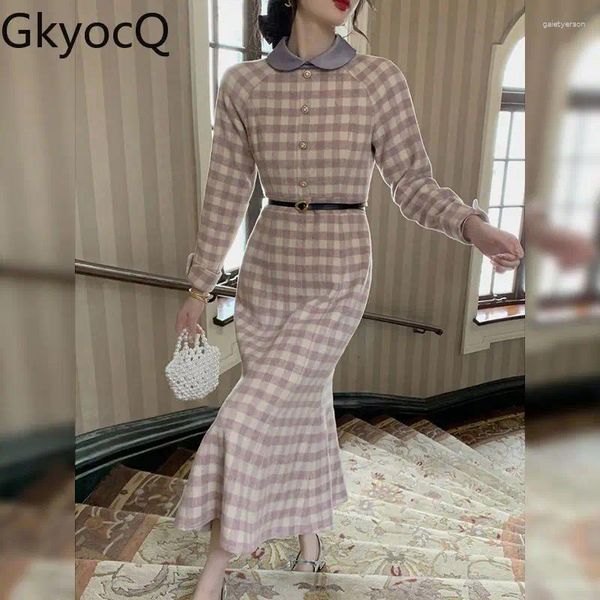 Casual Kleider GkyocQ Französisch Kleines Fischschwanzkleid Vintage Elegante Frauen Winter Temperament Schlanke Weibliche Senior Sense Of