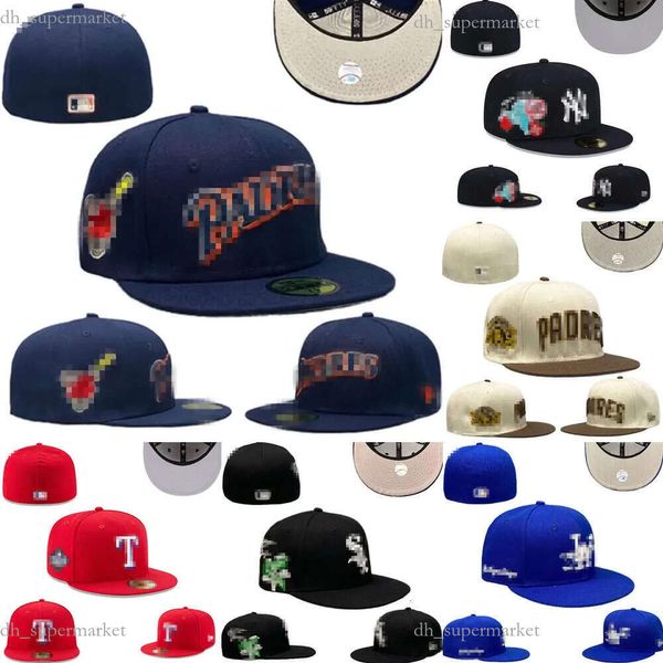 Berretto da baseball unisex all'ingrosso moda snapback berretti nuova era cappello da secchiello berretti mlbs ricamo visiera piatta per adulti per uomo donna completamente chiuso 7-8