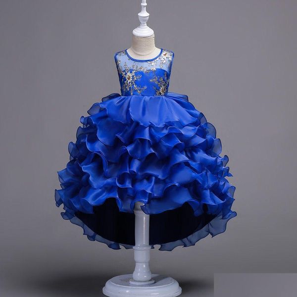 Auf Lager Blumenmädchenkleider Modedesigner Ärmellose Kleidung Kinder Layered Abend Prinzessin Kinder Party Baby Mädchen Hohe Quali Dhm7Z