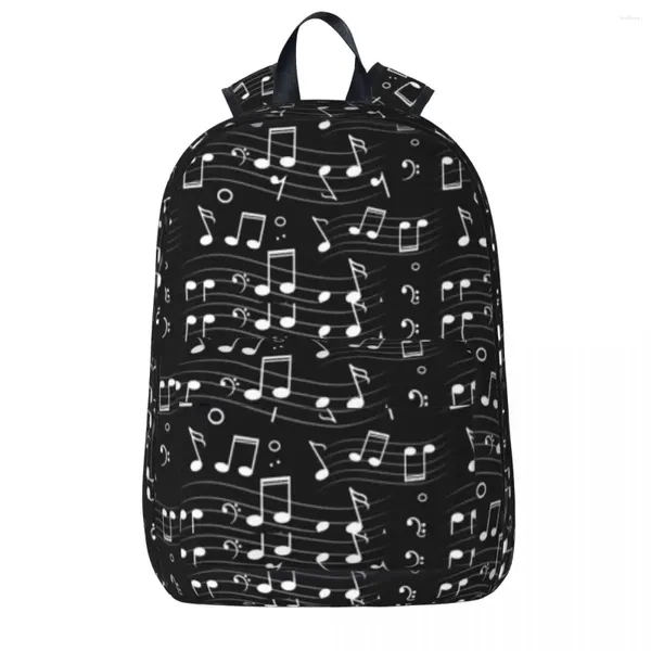 Mochila notas musicais padrão design mochilas estudante saco de livro ombro portátil mochila viagem crianças escola
