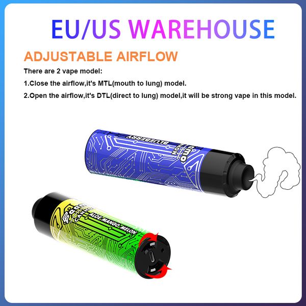 EU US Warehouse Puff 9000 Puffs Einweg-Vape Big Cloud Puff 10000 Feemo Cannon Einweg-Vapes Typ-C-Kabelladung mit 0,5 Ohm Widerstand für Puff 12000