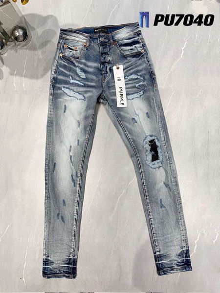 Viola Jeans Designer Moda Uomo Distressed Tear Ciclista Donna Denim Lusso Nuovo Splicing Strappato Gamba Dritta Nero 11