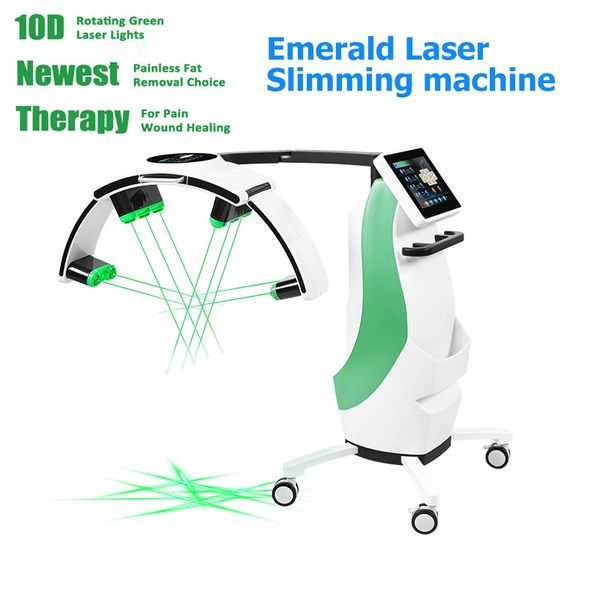 Smaragd-Laser-Schlankheitsgerät 10D rotierende grüne Laserlichter schmerzloses Fettentfernungsgerät Body Slim 532 nm