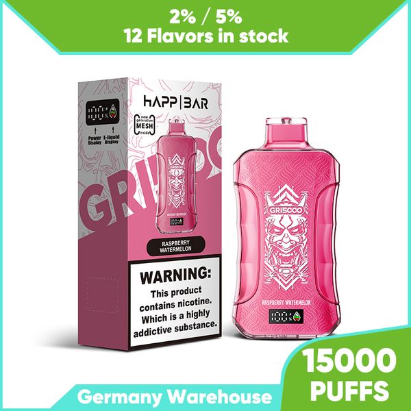 Happ Einweg-Puff Bar 15K Smoke Ecigaertte 15000 Puffs Vapes nachgefüllt 20 ml Vape Jucie 20 mg 50 mg Stärke E Liquid Pod Gerät