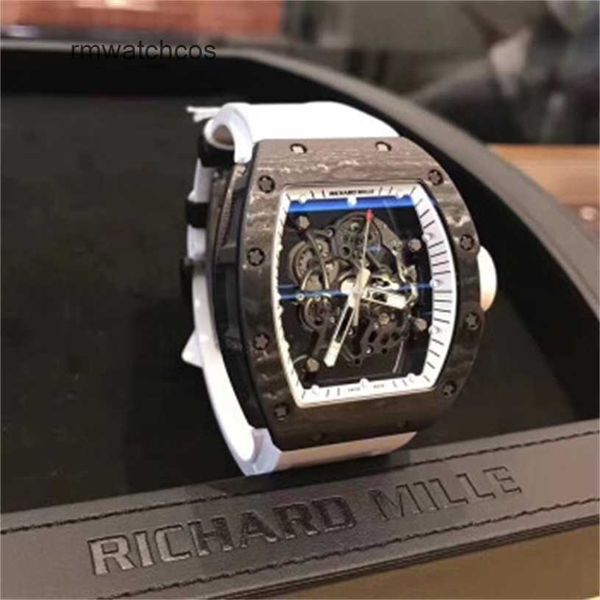 Relógios RichardMiler com corda automática VERSÃO ESPORTIVA Relógio de pulso RichardMiler Série masculina Máquinas manuais de cerâmica 499 x 427 mm Relógio masculino RM055 NTPT América EMO5 W