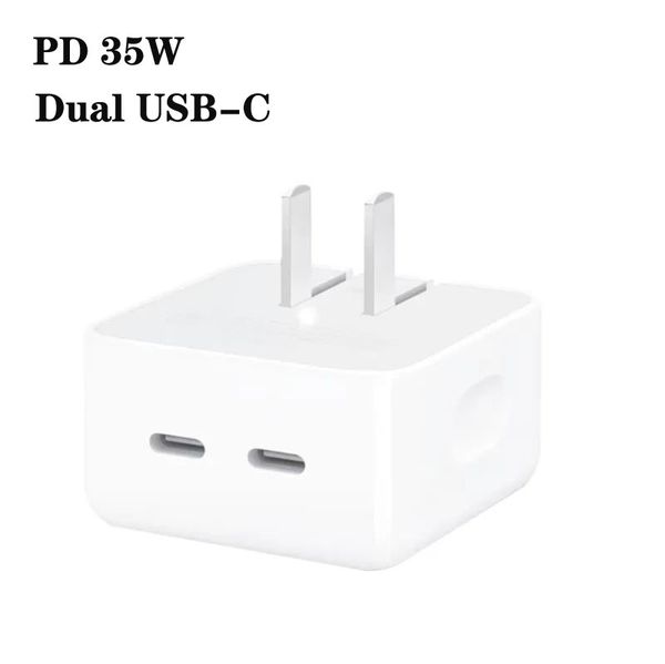 35W Dual USB-C Quick Power Adapter Charge QC3.0 PD Ladegerät USB Typ C PD35W Smartphone Wandaufladung für Apple iPhone 15 13 14 12 Ipad MacBook Max Pro Samsung EU US