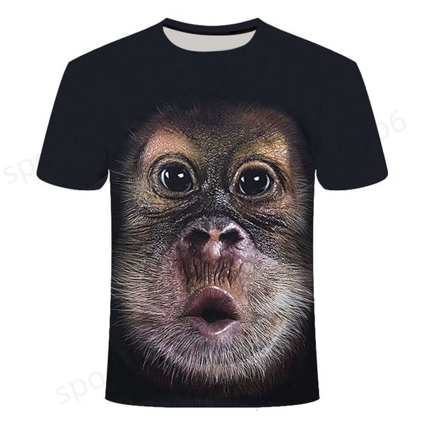 T-shirt da uomo 3d Moda Divertente Scimmia Grafica Magliette Estate Casual Modello animale Camicia da uomo Hip Hop Stampa Maglie a manica corta