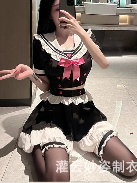 Vestidos de festa doce moda mini vestido t camisa mulheres coreanas 2024 sexy empregada uniforme tentação lindo peito elegante 8dnx